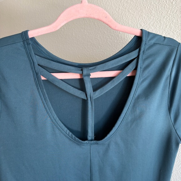 Alya Teal A-Line Dress Small Short Sleeve Stretch Casual Skater Dress - Picture 4 of 10